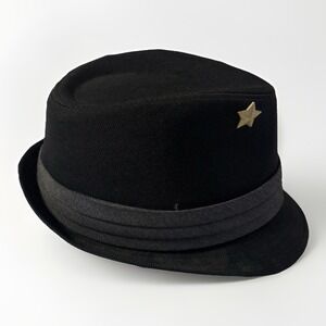 Free Authority Fedora Dress Hat Black & Gray W/ Military Gold Star Pin Size L/XL